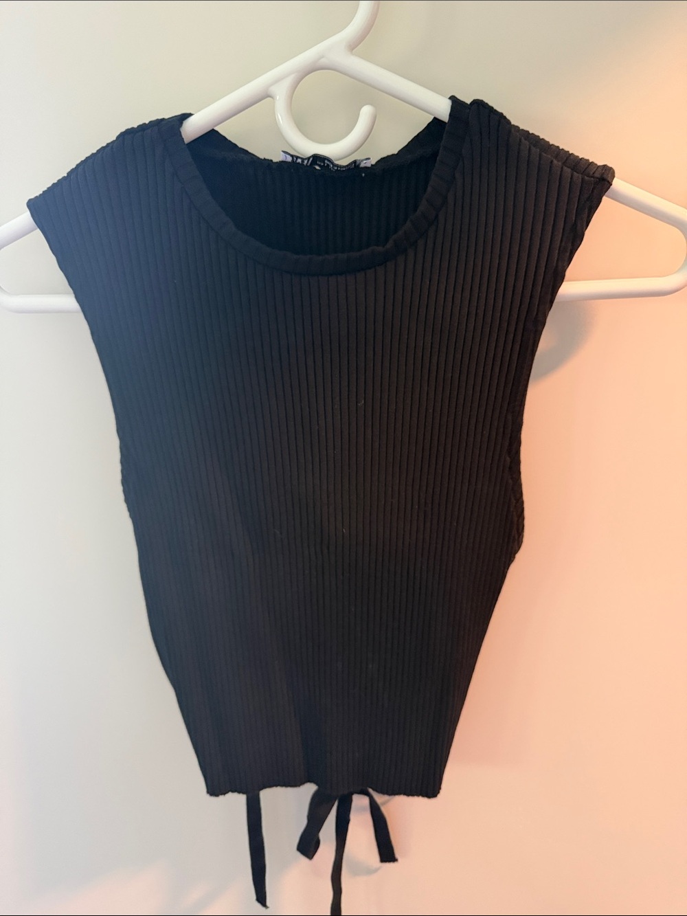 Zara Black Ribbed Tie-Hem Tank
